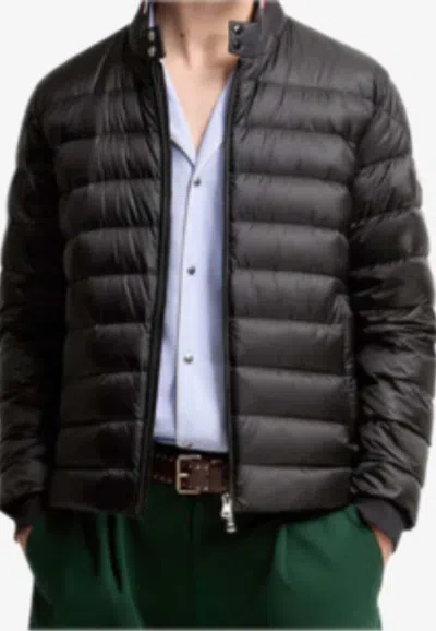Moncler Rigel Biker Short Down Jacket In Black