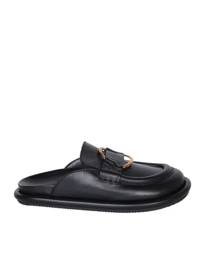Moncler Rind Detailed Slip-on Mules In Black
