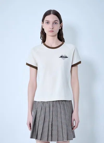 Moncler Ringer T-shirt With Embroidered Detail In Neutral
