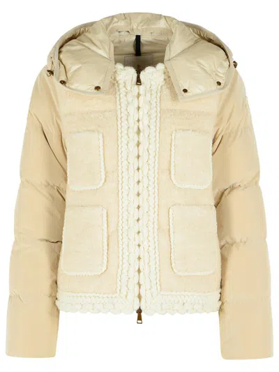 Moncler 'ripaille' Ivory Wool Misot Down Jacket In White