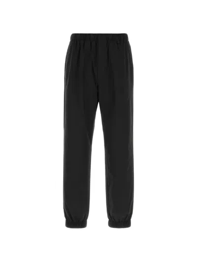 Moncler Canvas Joggers Elastic Cuffs Waistband Pockets In Black