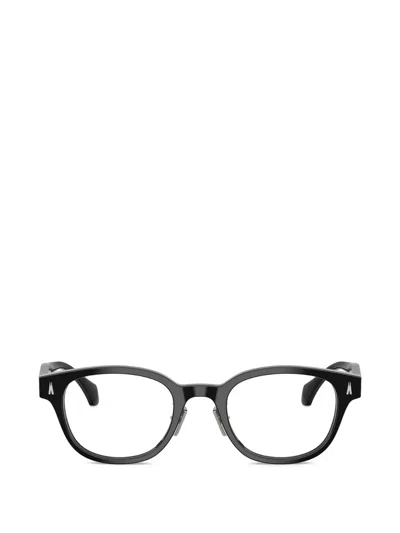 Moncler Rivet-detail Oval-frame Glasses In Black