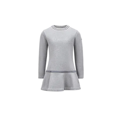 Moncler Embroidered Logo Dress Grey In Gray