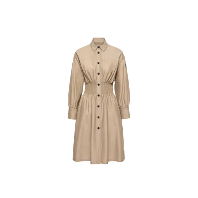 Moncler Cotton Nylon Shirt Dress, Women, Beige, Size: 42 In Neutral