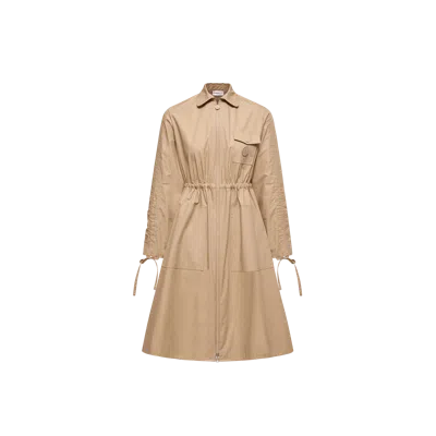 Moncler Robe Chemise En Popeline De Coton, Femme, Beige, Taille: 38 In Multi