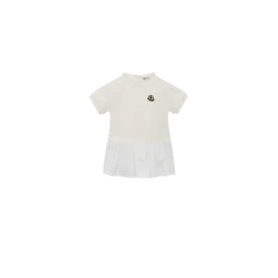 Moncler Kids' Gathered Cotton Dress White
