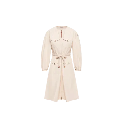 Moncler Robe Plissée En Popeline, Femme, Beige, Taille: 44 In Neutral