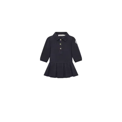 Moncler Kids' Robe Polo En Piqué De Coton In Blue