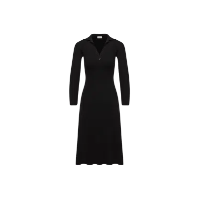 Moncler Robe Polo Longueur Genou En Laine Mélangée, Femme, Noir, Taille: S In Black