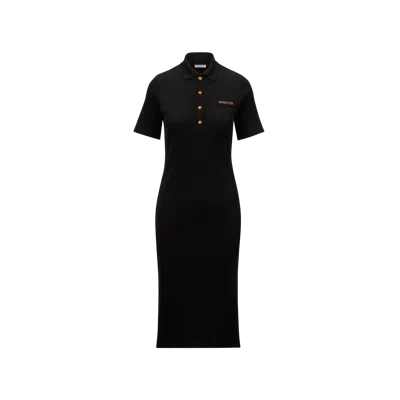 Moncler Robe Polo Midi In Black