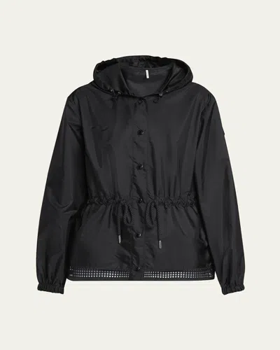 Moncler Rochebonne Hooded Drawstring Jacket In Black