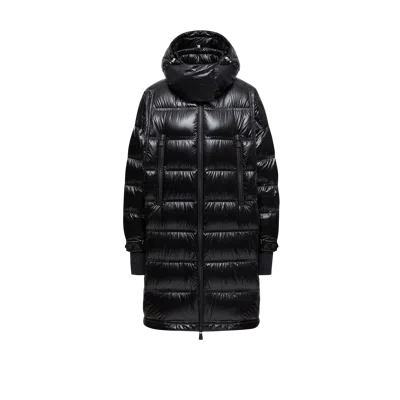 Moncler Rochelairs Hooded Long Down Jacket, Women, Black, Size: 3