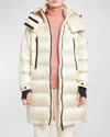 Moncler Grenoble Rochelairs Down Long Parka In Tan