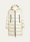 Moncler Grenoble Rochelairs Down Long Parka In Tan