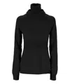 Moncler Wool  Fleece Polo Neck Jumper In Black