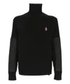 Moncler Wool Turtleneck Sweater Featuring Ribbed Cuffs In Black
