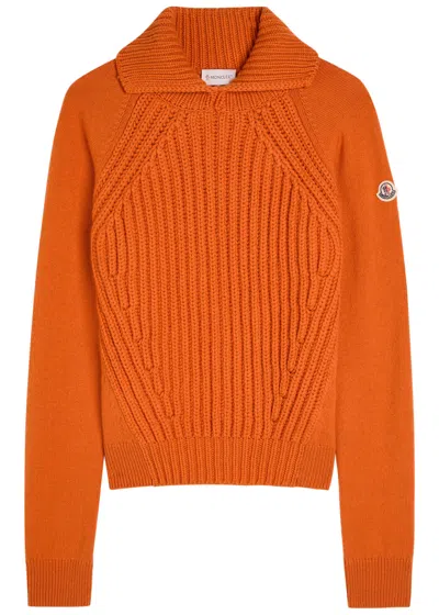 Moncler Roll-neck Wool And Cashmere-blend Jumper In Orange