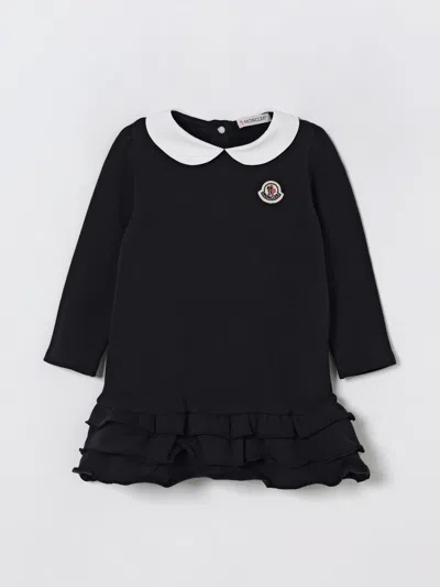 Moncler Babies' Abito A Polo In Cotone Con Logo  In Blue