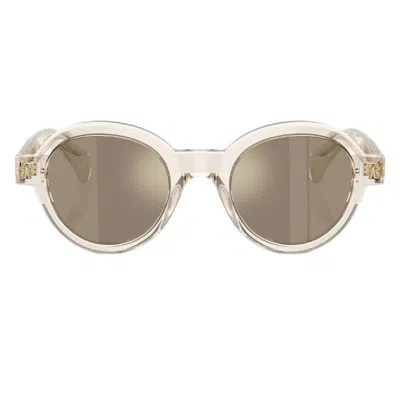 Moncler Rondosa Light Brown Mirror Gold Round Unisex Sunglasses Me6003 30035a 47 In Neutral