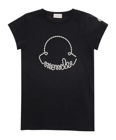 Moncler Rope Logo T-shirt Dress In Black