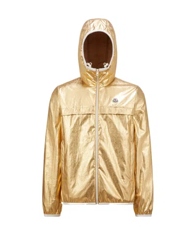 Moncler Roques Laminated Hooded Jacket In Yellow