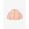 Moncler Rose Onica Ruffled-trim Shell-down Jacket 3 Months - 3 Year In Pink
