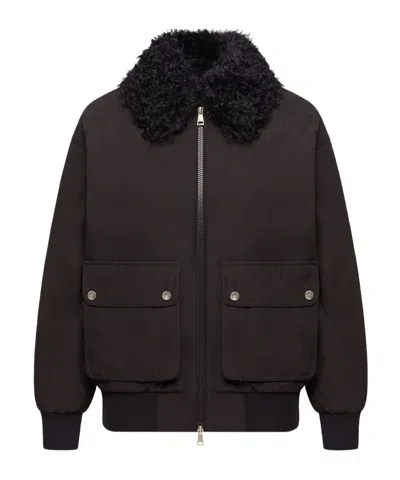 Moncler Rougequeue Hooded Short Down Jacket In Black