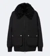 Moncler Rougequeue Shearling-trimmed Down Jacket In Black