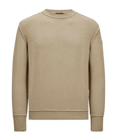 Moncler Round-collar And Long-sleeved Sweater In Nude