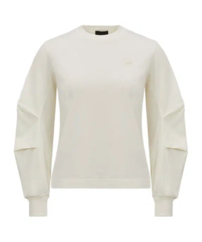 Moncler Round Collar And Long-sleeved T-shirt In White