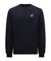 Moncler Faded Logo Cotton Sweatshirt In Blue