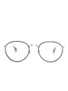 Moncler Logo-plaque Round-frame Glasses In Schwarz
