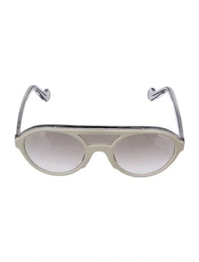 Pre-owned Moncler Round Gradient Sunglasses In White