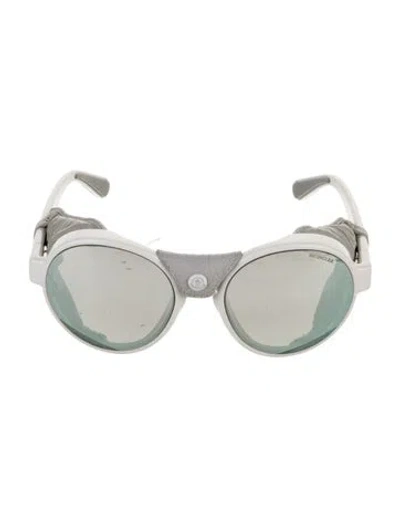 Pre-owned Moncler Round Mirrored Sunglasses In Black