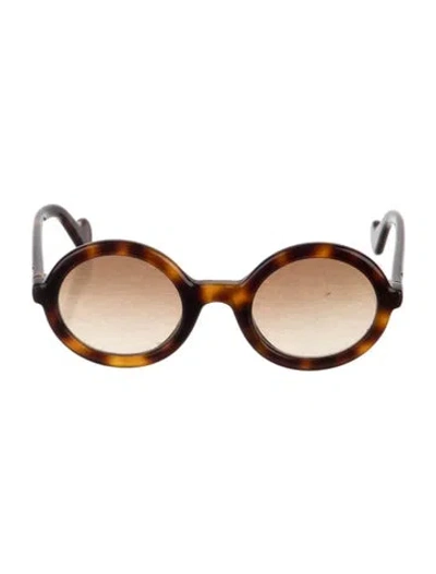 Pre-owned Moncler Round Mirrored Sunglasses In Brown
