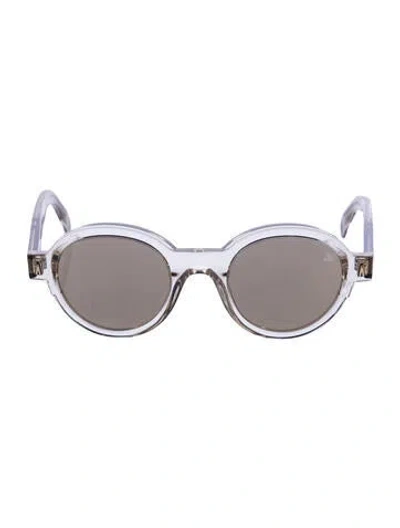 Pre-owned Moncler Round Mirrored Sunglasses In Clear