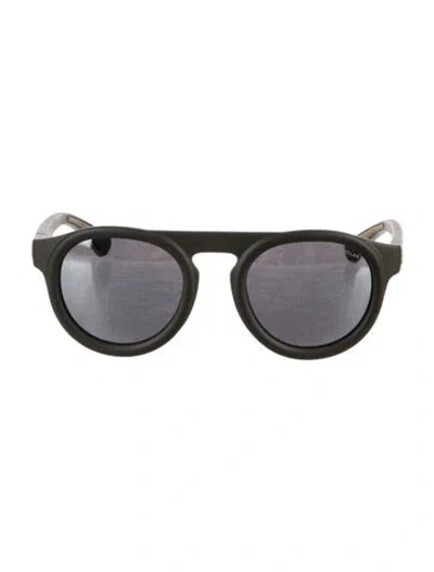 Pre-owned Moncler Round Mirrored Sunglasses In Green