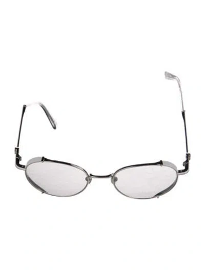 Pre-owned Moncler Round Mirrored Sunglasses In Grey