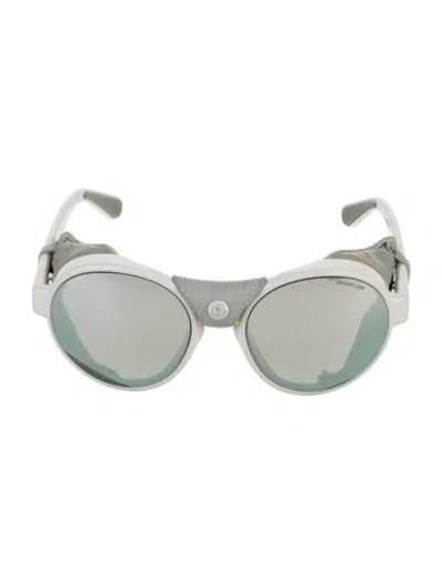 Pre-owned Moncler Round Mirrored Sunglasses In White