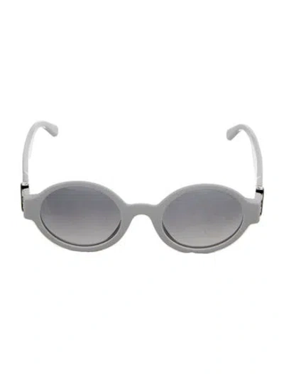 Pre-owned Moncler Round Mirrored Sunglasses In White