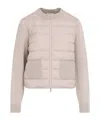 Moncler Quilted Cardigan Featuring Patch Pockets In Neutral