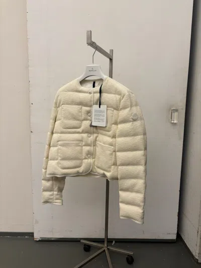 Moncler Round Neck Long Sleeve Cotton Coat In Nude