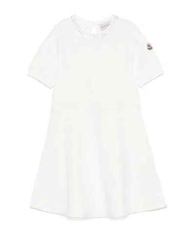 Moncler Round Neck Short Sleeve Dress In White