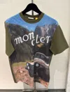 Moncler Turquoise Short Sleeve Tee Featuring Iconic Mercedes-benz Print In Black