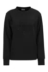 Moncler Logo Sweatshirt With Crystals In Black