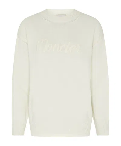 Moncler Round Neck Sweater In White