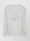 Moncler Round Neck Sweater With Ribbed Cuffs And Hem In White