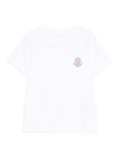 Moncler Round-neck T-shirt With Logo Patch Detail In White