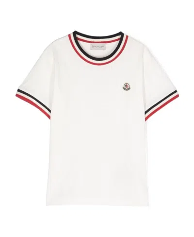 Moncler Round-necked Logo T-shirt In White