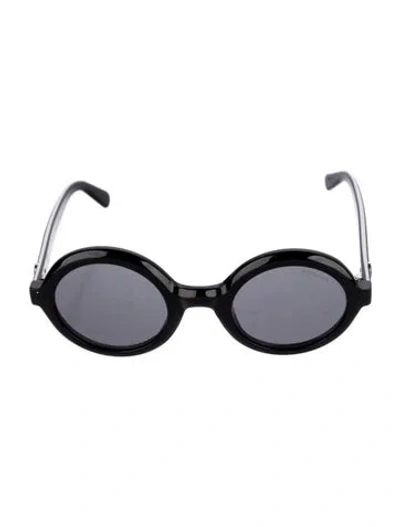 Pre-owned Moncler Round Tinted Sunglasses In Black